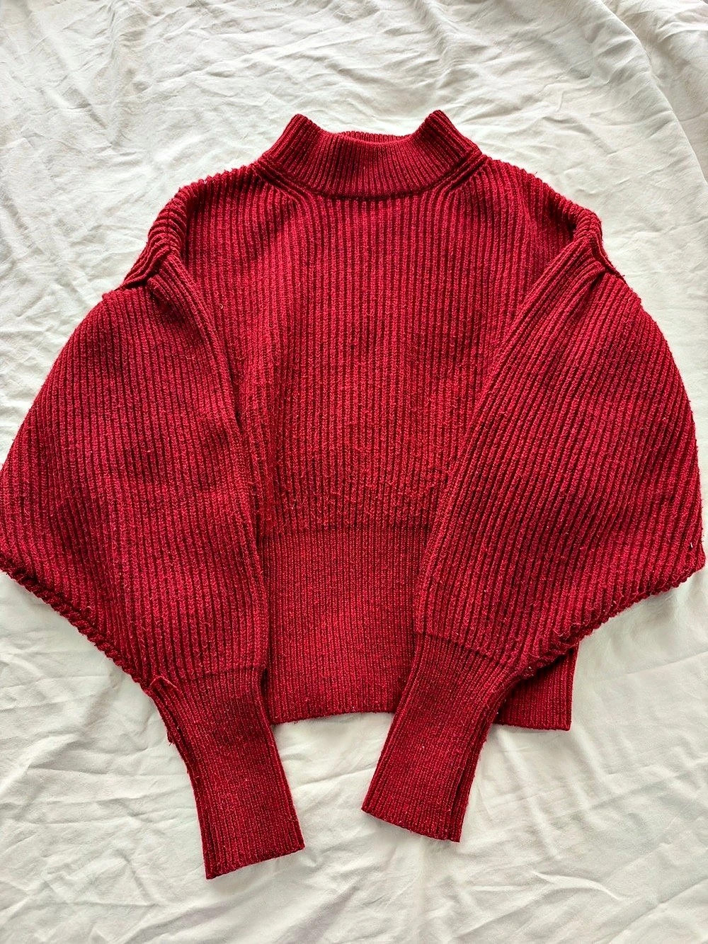 Zara Red Ribbed Turtleneck Sweater